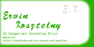 ervin kosztelny business card